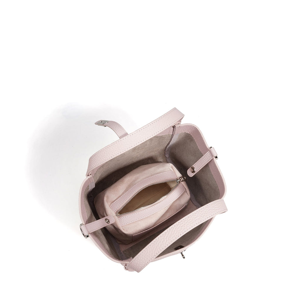 Structured Leather Drawstring Bucket Bag - VVISN