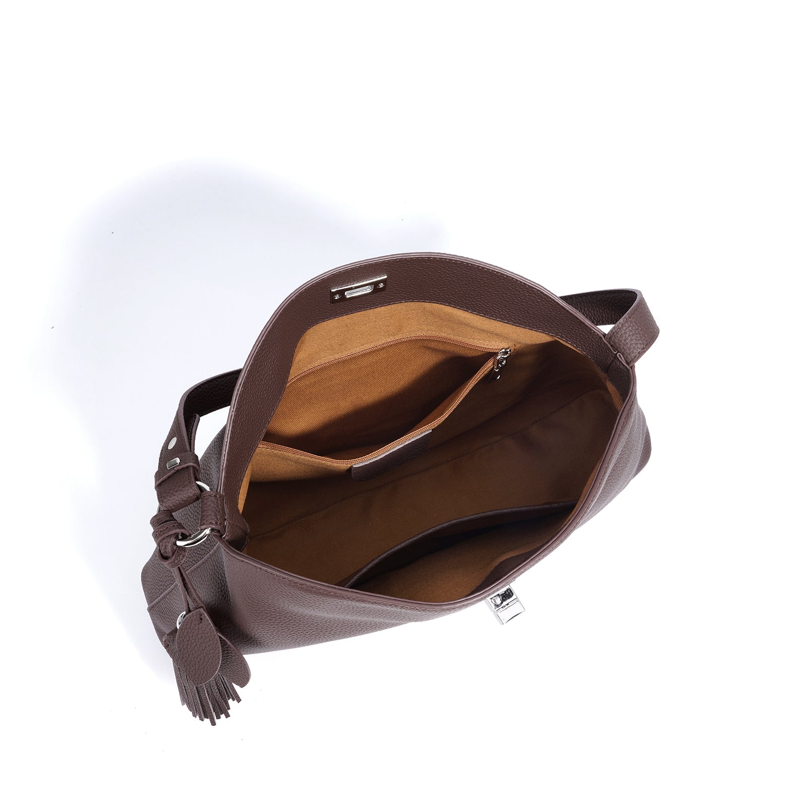 Structured Leather Trapezoid Crossbody Bag - VVISN
