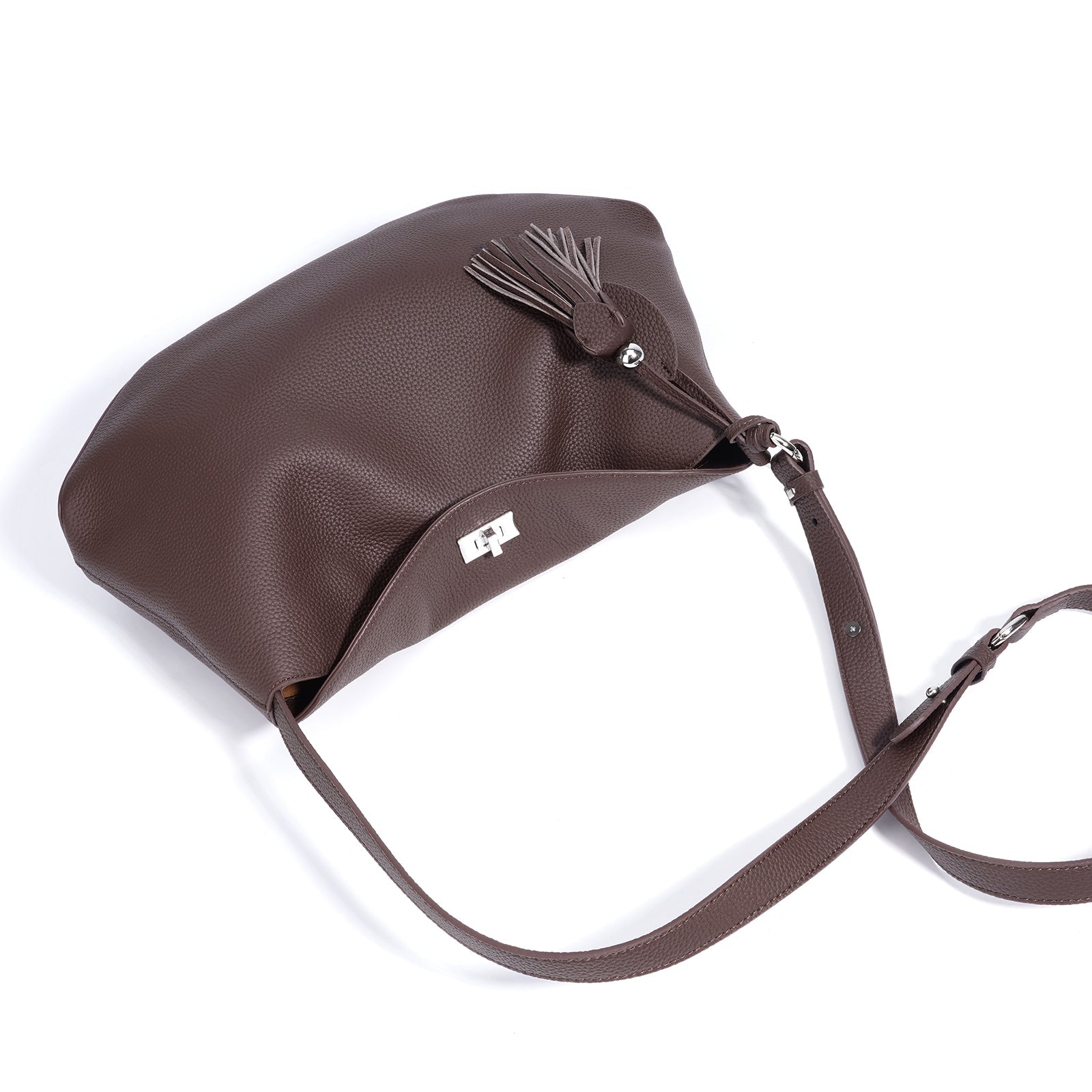 Structured Leather Trapezoid Crossbody Bag - VVISN