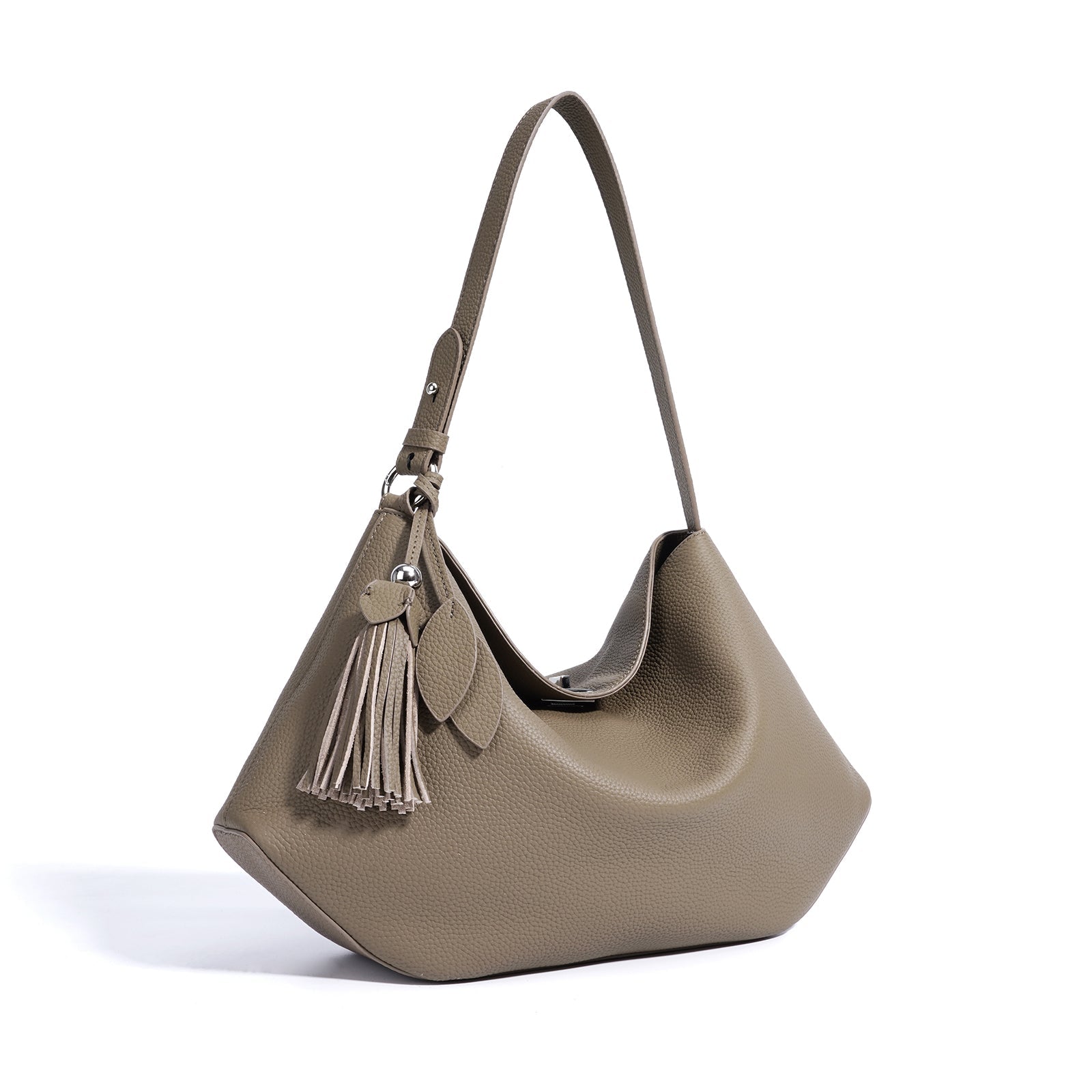 Structured Leather Trapezoid Crossbody Bag - VVISN