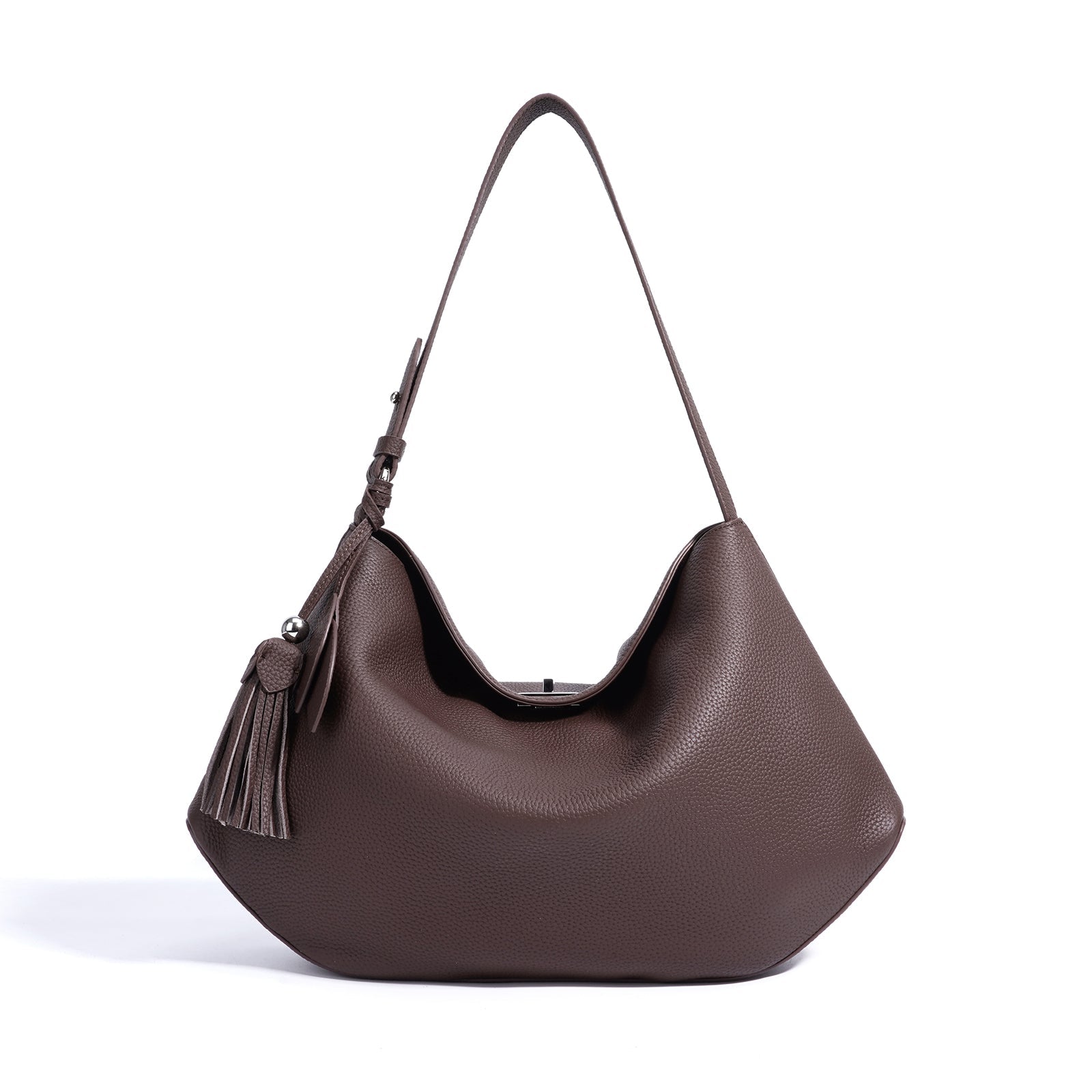 Structured Leather Trapezoid Crossbody Bag - VVISN