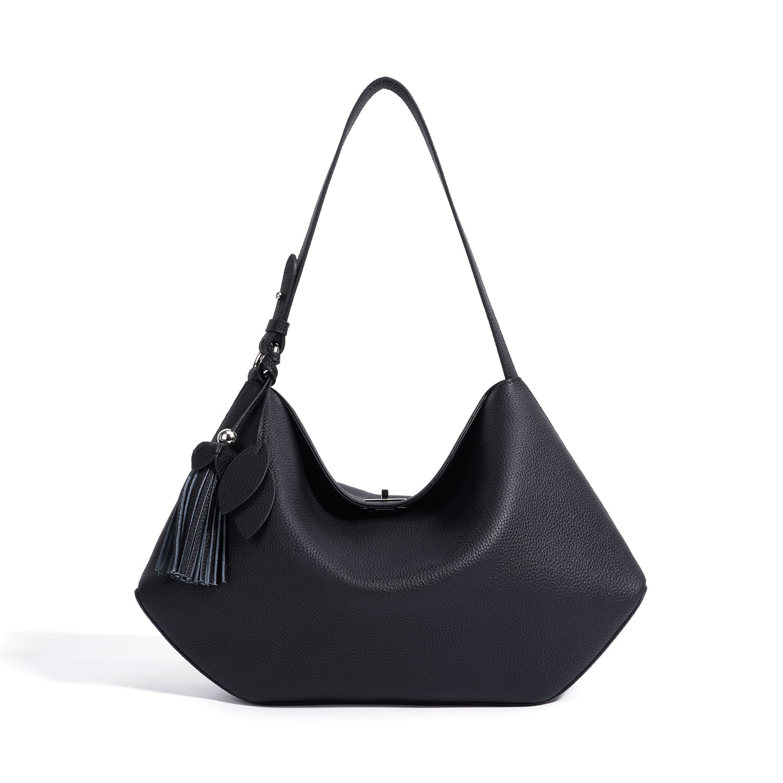 Structured Leather Trapezoid Crossbody Bag - VVISN