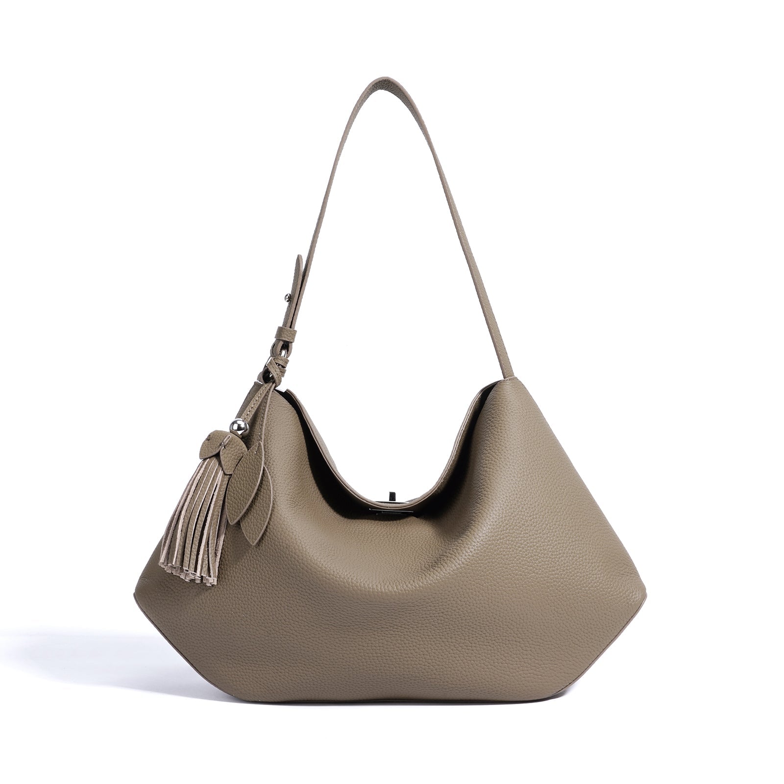 Structured Leather Trapezoid Crossbody Bag - VVISN