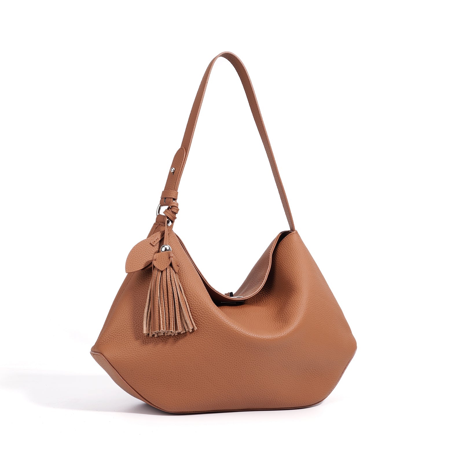 Structured Leather Trapezoid Crossbody Bag - VVISN