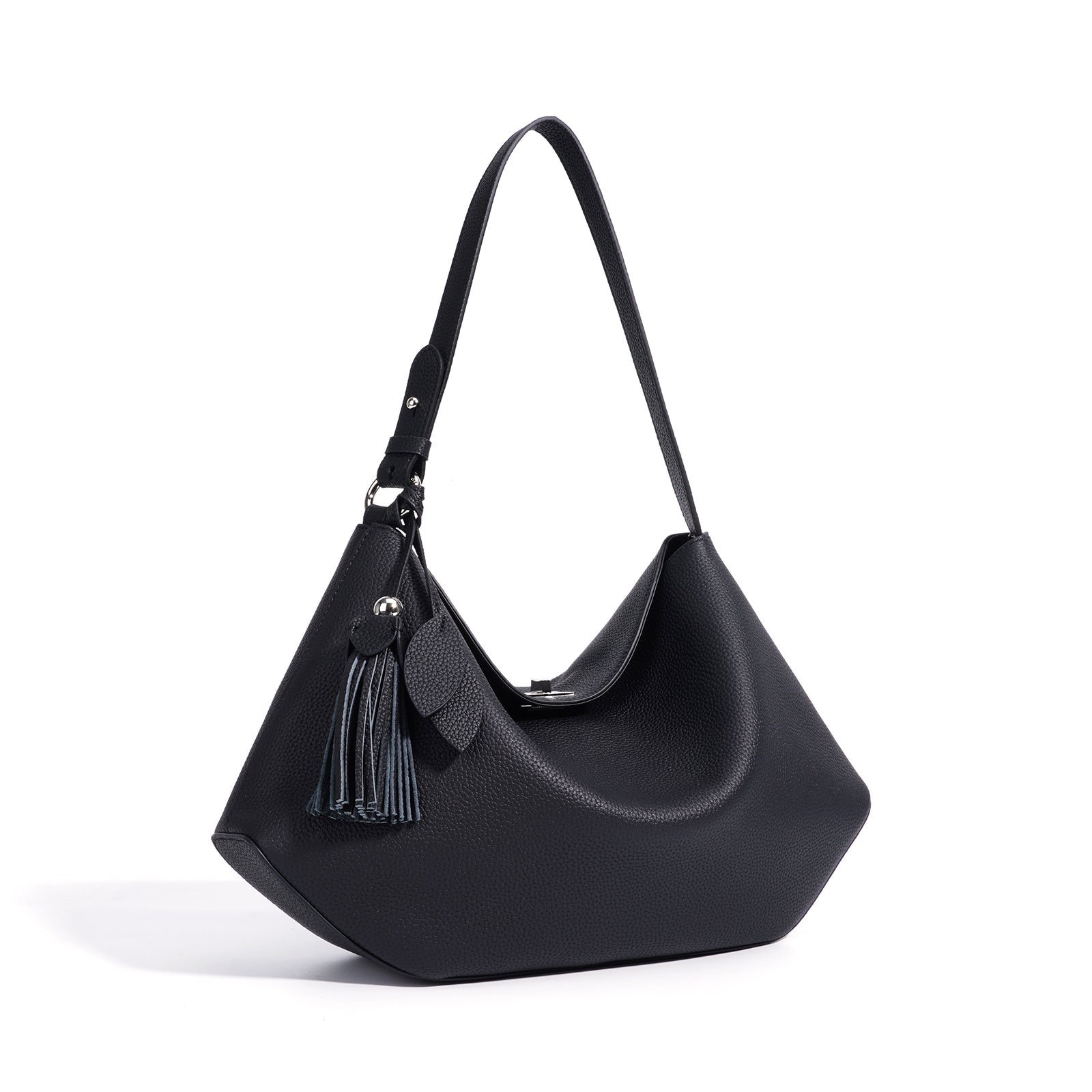 Structured Leather Trapezoid Crossbody Bag - VVISN