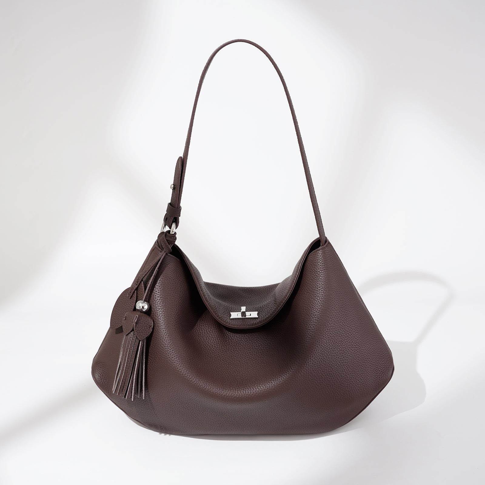 Structured Leather Trapezoid Crossbody Bag - VVISN