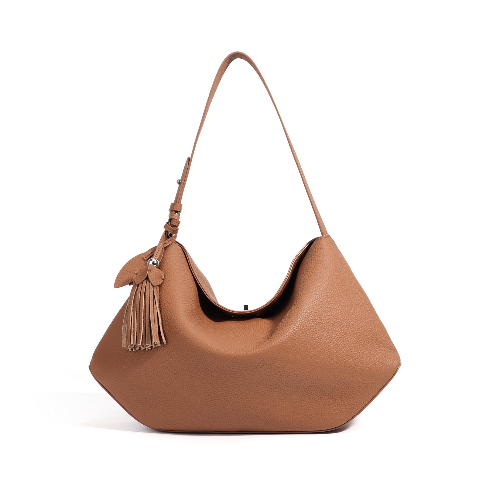 Structured Leather Trapezoid Crossbody Bag - VVISN