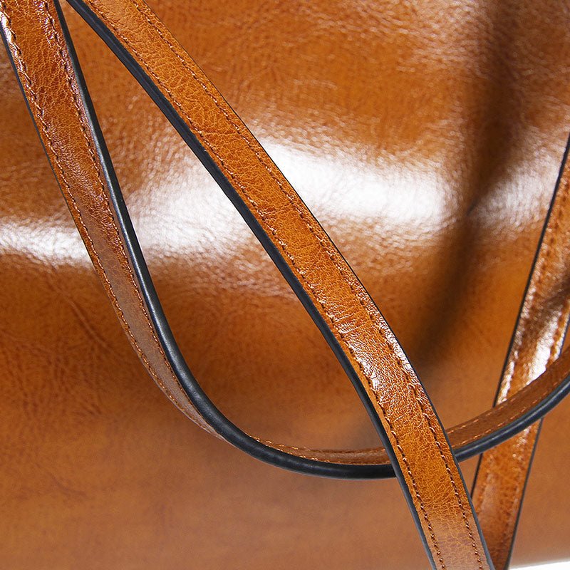 Structured Waxed Leather Work Tote Bag - VVISN