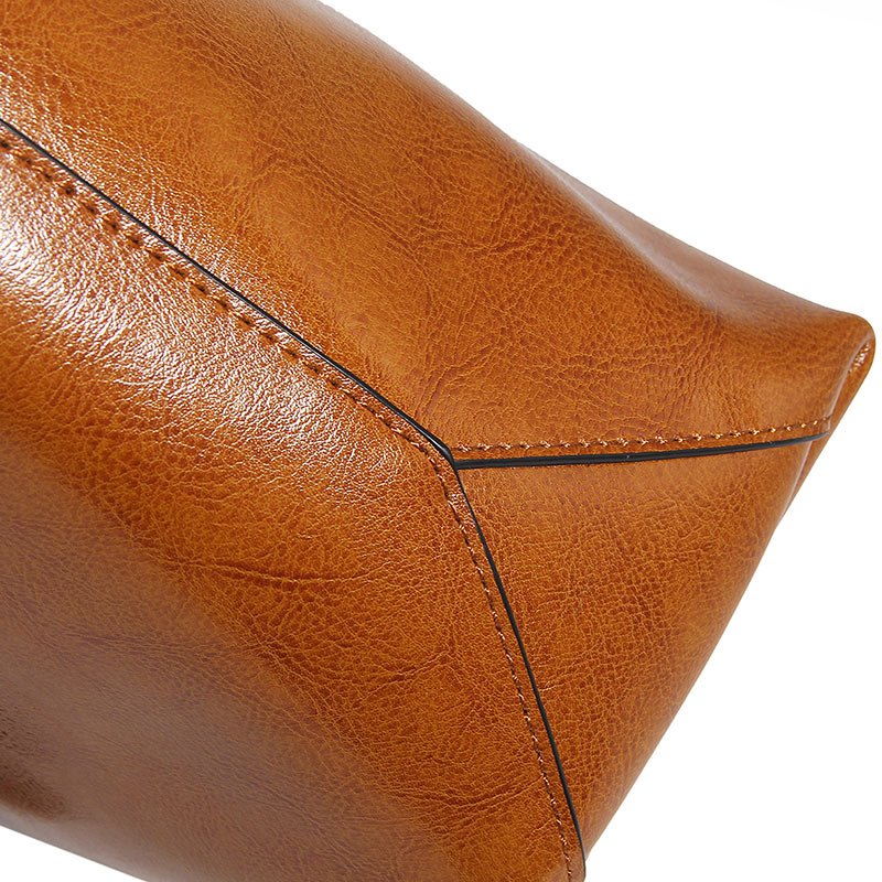 Structured Waxed Leather Work Tote Bag - VVISN