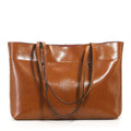 Structured Waxed Leather Work Tote Bag - VVISN