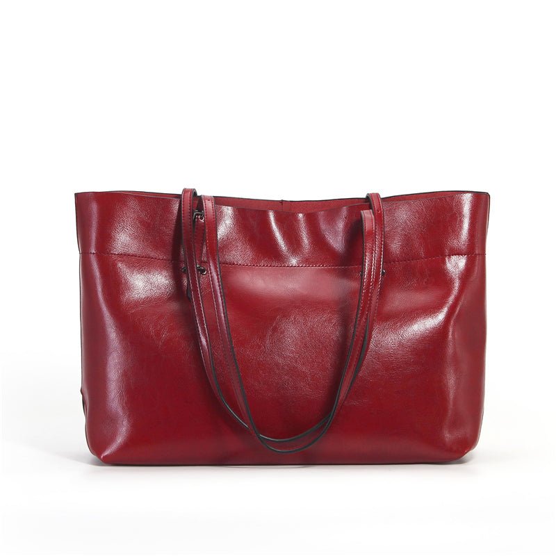 Structured Waxed Leather Work Tote Bag - VVISN