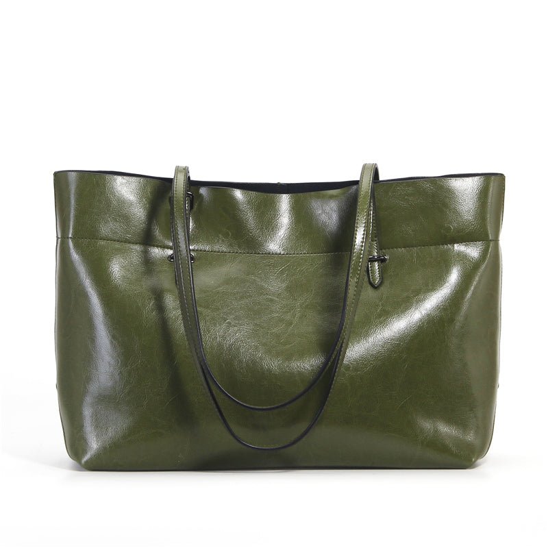 Structured Waxed Leather Work Tote Bag - VVISN