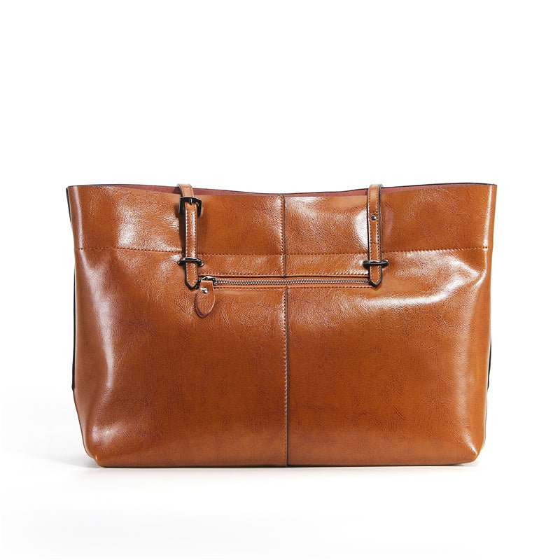 Structured Waxed Leather Work Tote Bag - VVISN