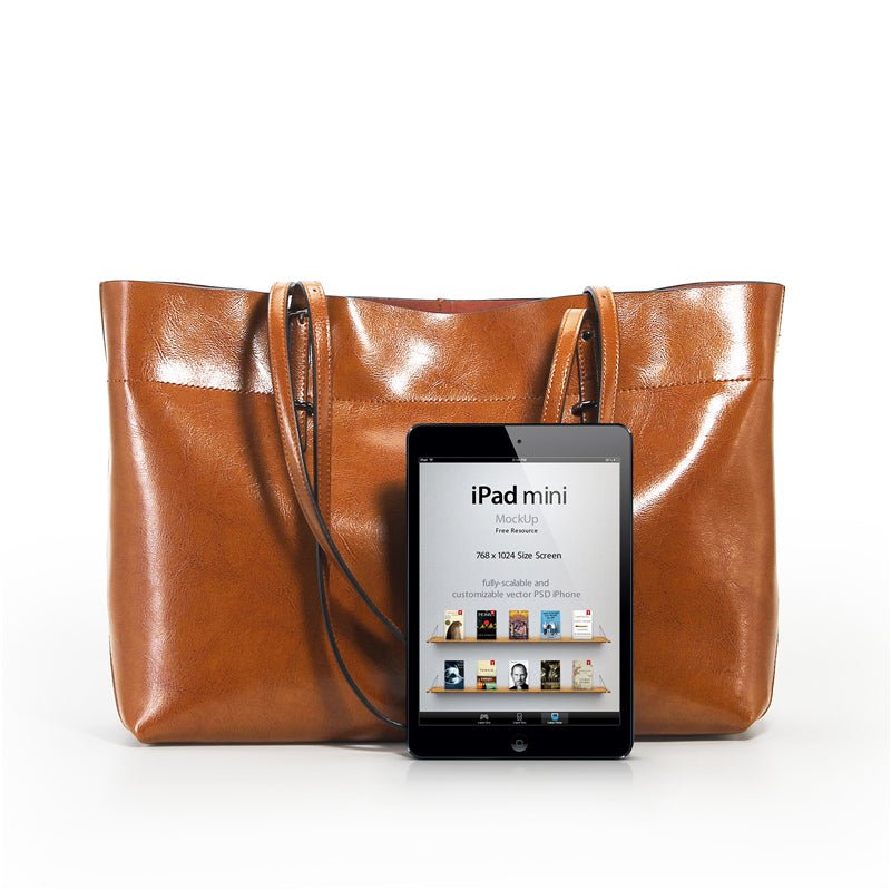 Structured Waxed Leather Work Tote Bag - VVISN