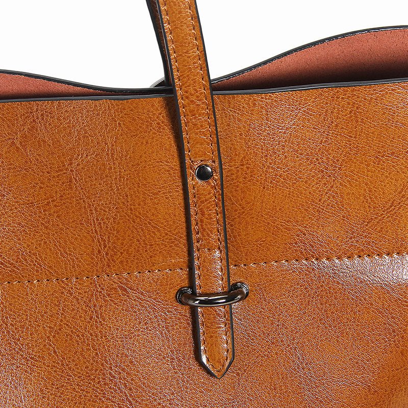 Structured Waxed Leather Work Tote Bag - VVISN