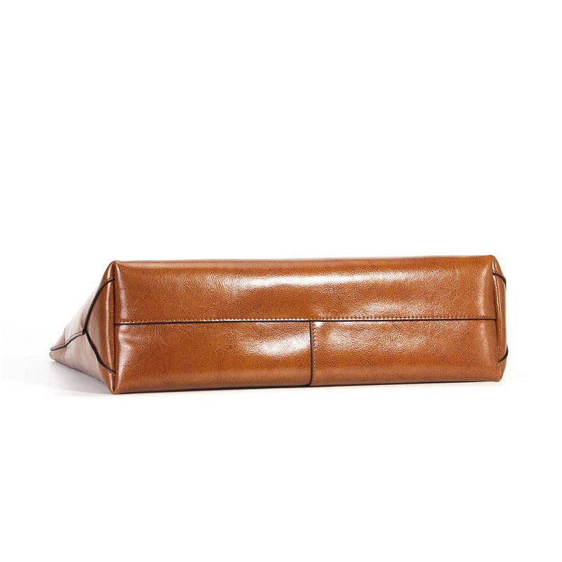 Structured Waxed Leather Work Tote Bag - VVISN