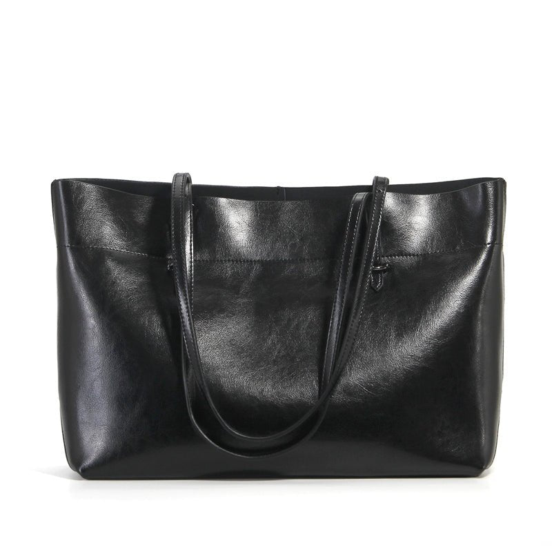 Structured Waxed Leather Work Tote Bag - VVISN