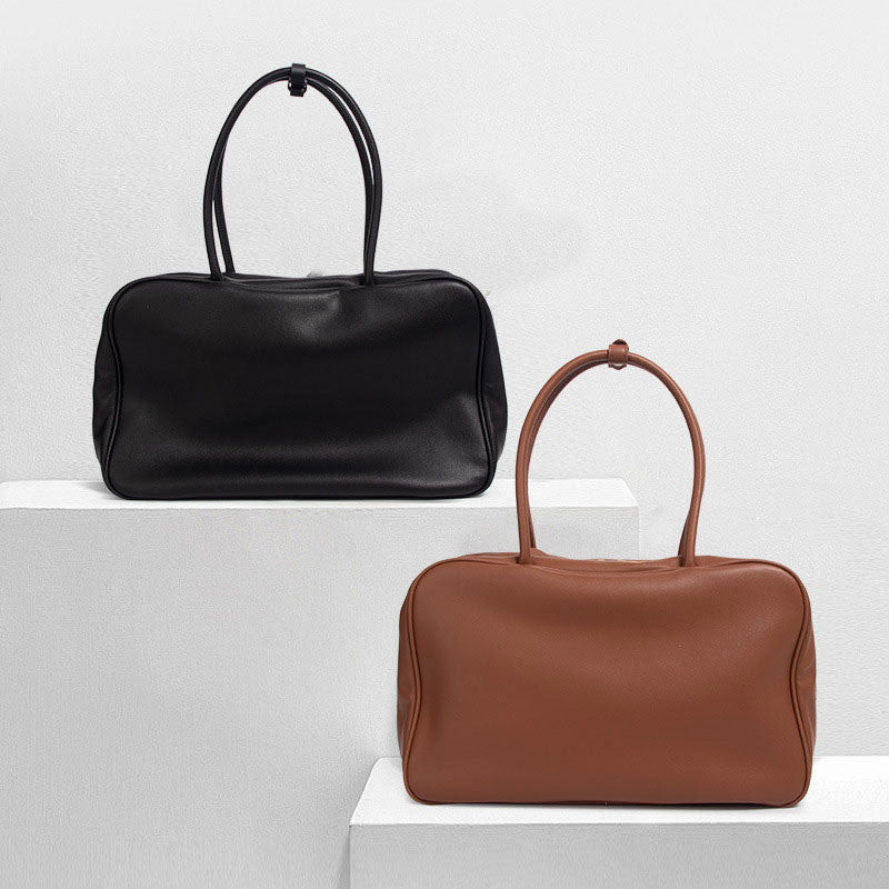 Suede Splicing Leather Boston Satchel - VVISN