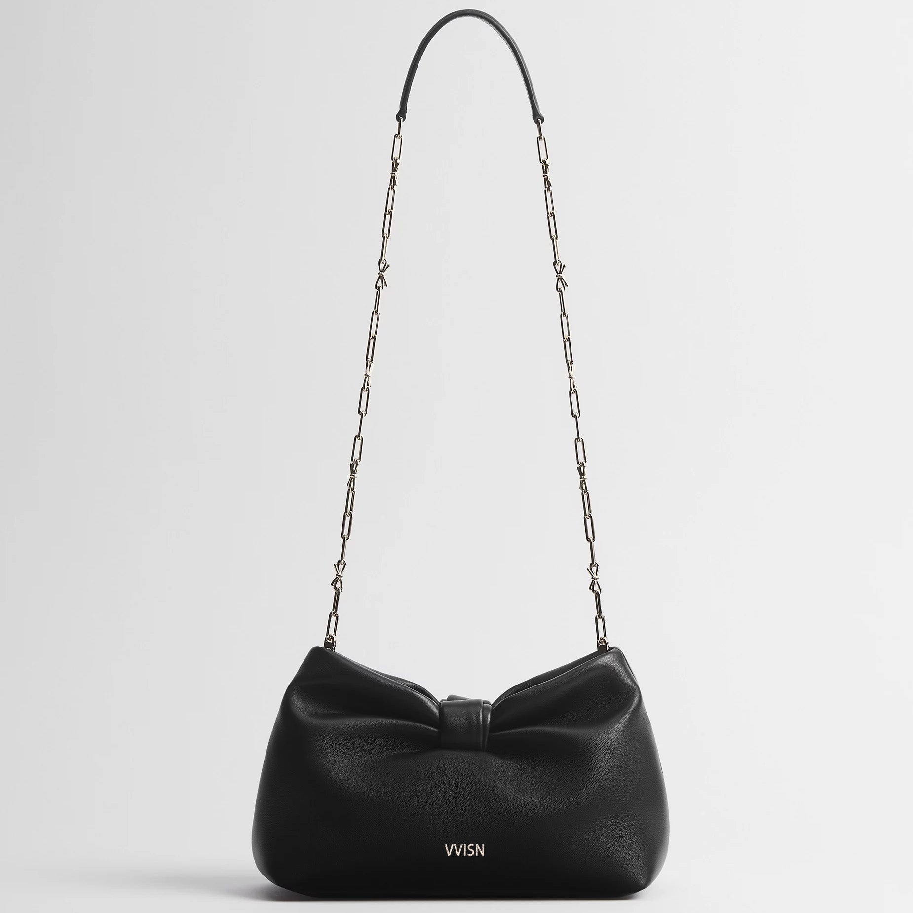 Supple Lambskin Bow Chain Shoulder Bag - VVISN
