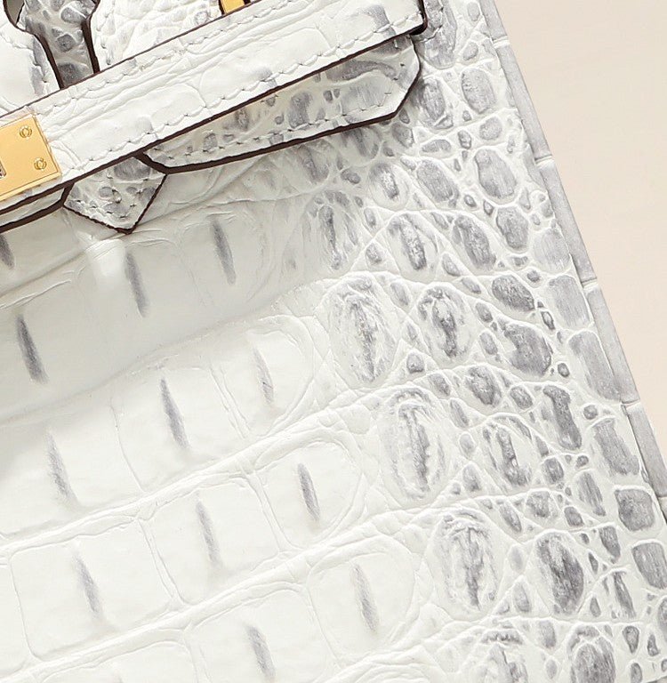 Top Grain Cowhide Pebbled Platinum Bag - VVISN