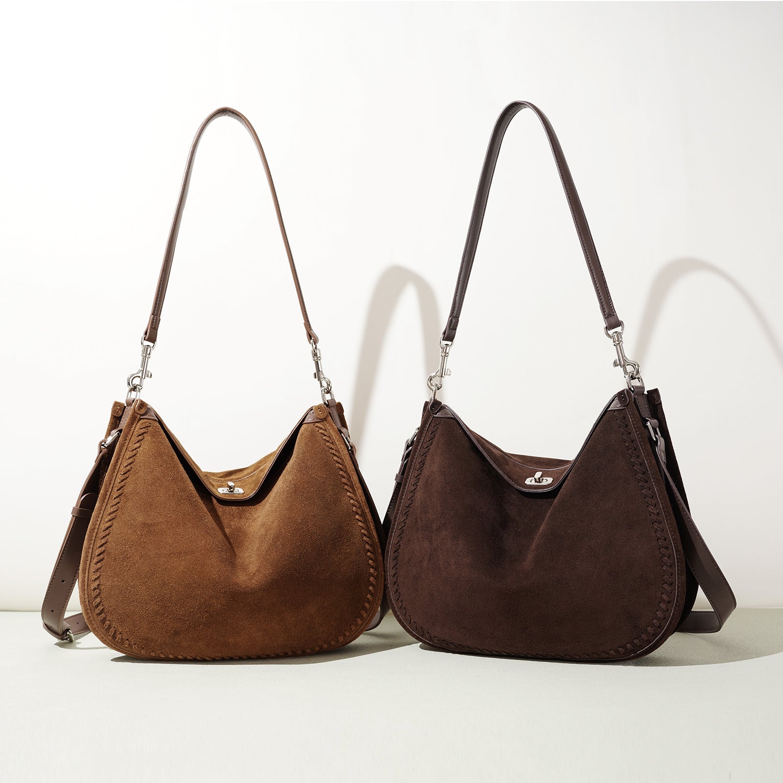 Top Grain Cowhide Suede Accordion Bag - VVISN