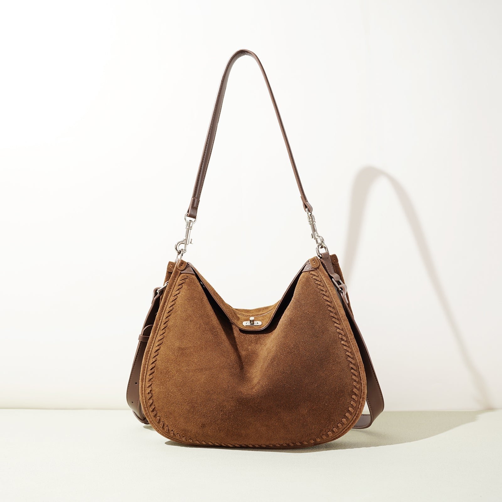 Top Grain Cowhide Suede Accordion Bag - VVISN