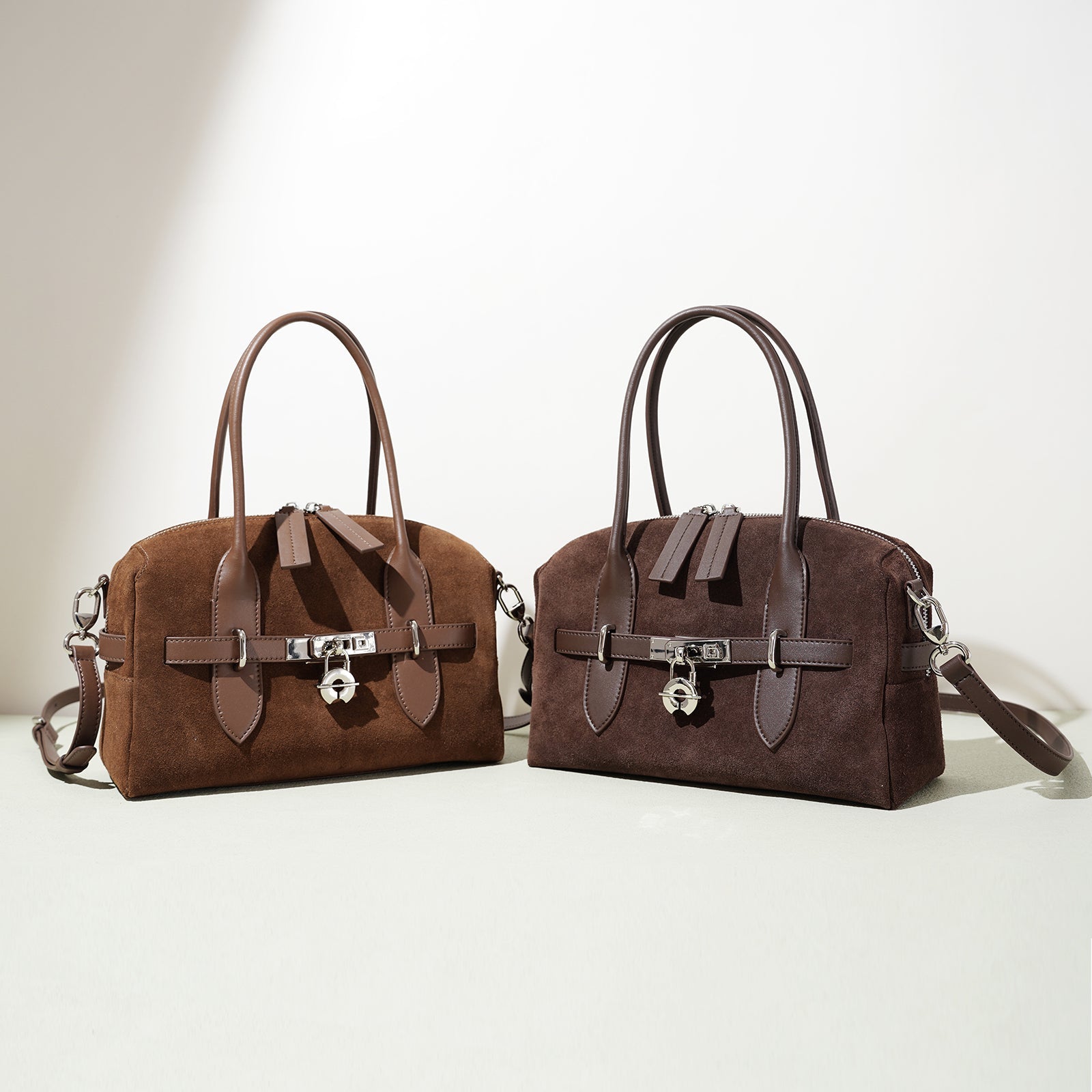 Top Grain Cowhide Suede Accordion Bag - VVISN
