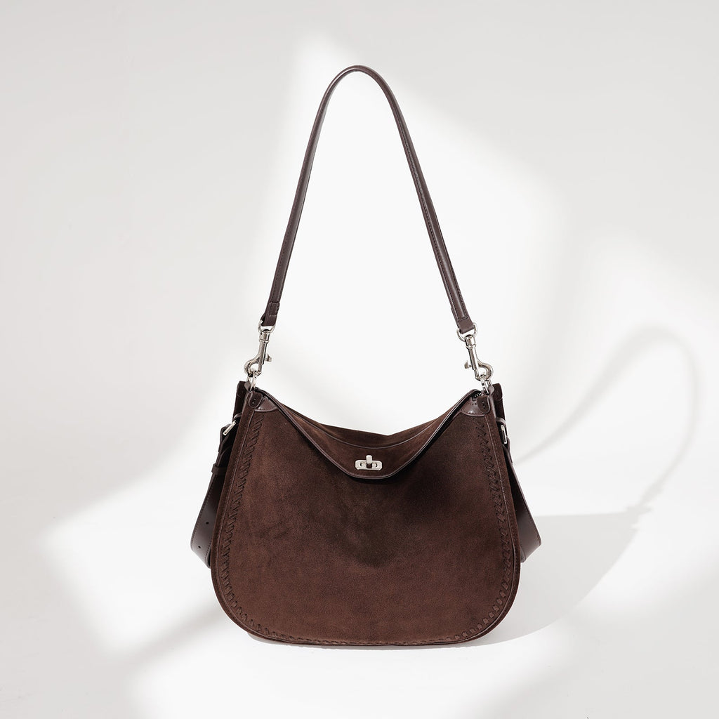 Top Grain Cowhide Suede Accordion Bag - VVISN