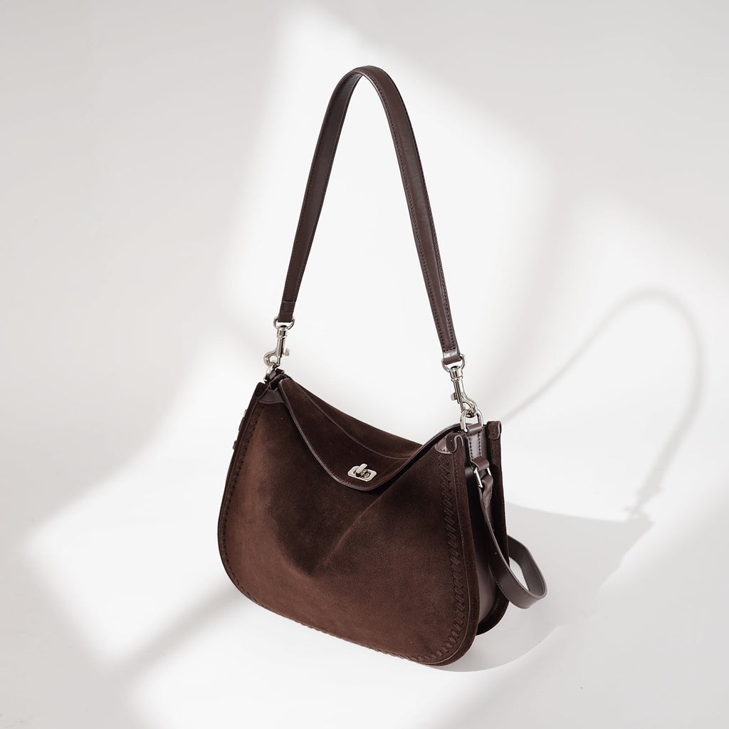 Top Grain Cowhide Suede Accordion Bag - VVISN