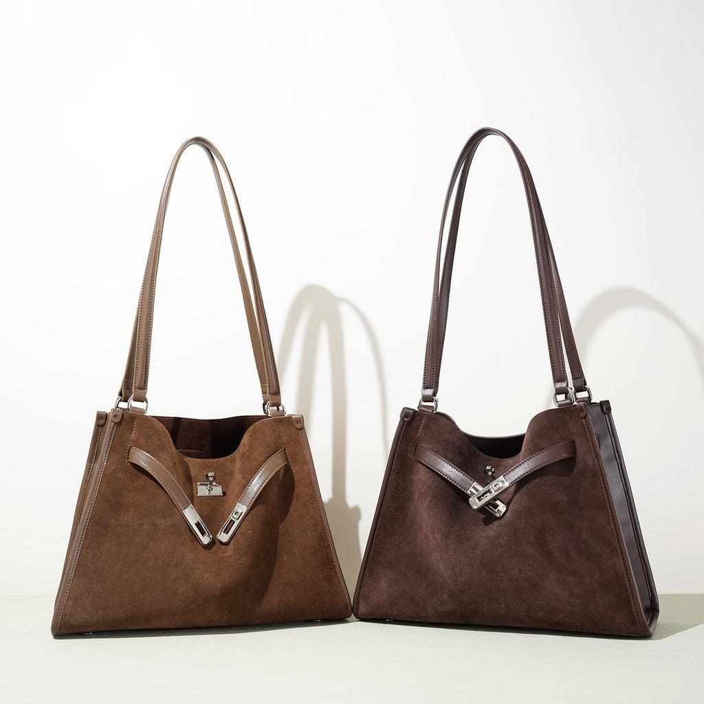 Top Grain Cowhide Suede Hobo Tote - VVISN
