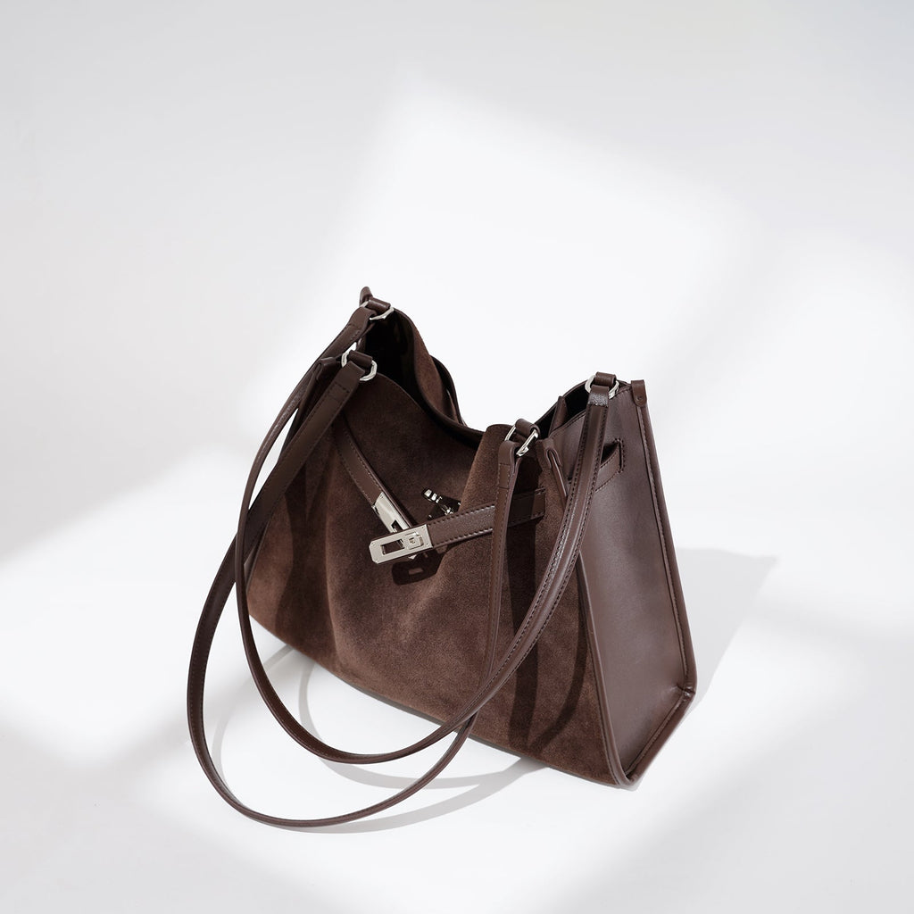Top Grain Cowhide Suede Hobo Tote - VVISN