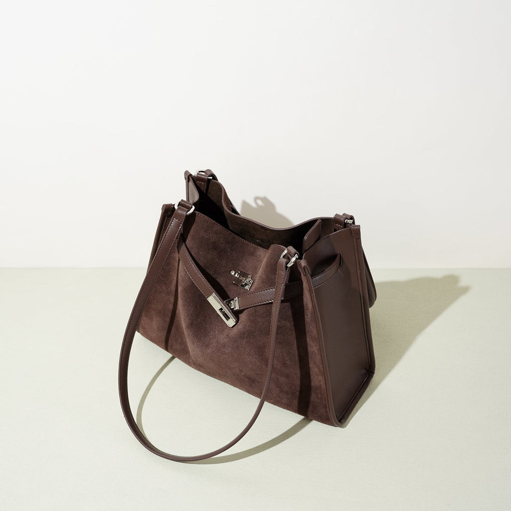 Top Grain Cowhide Suede Hobo Tote - VVISN