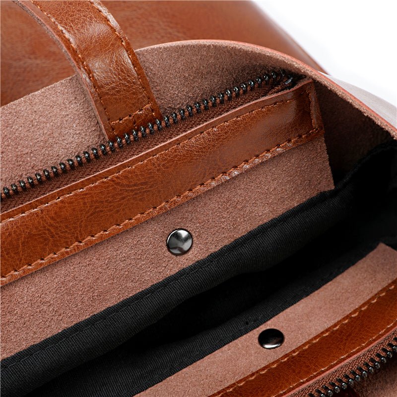 Vintage Leather Boston Satchel Handbag - VVISN