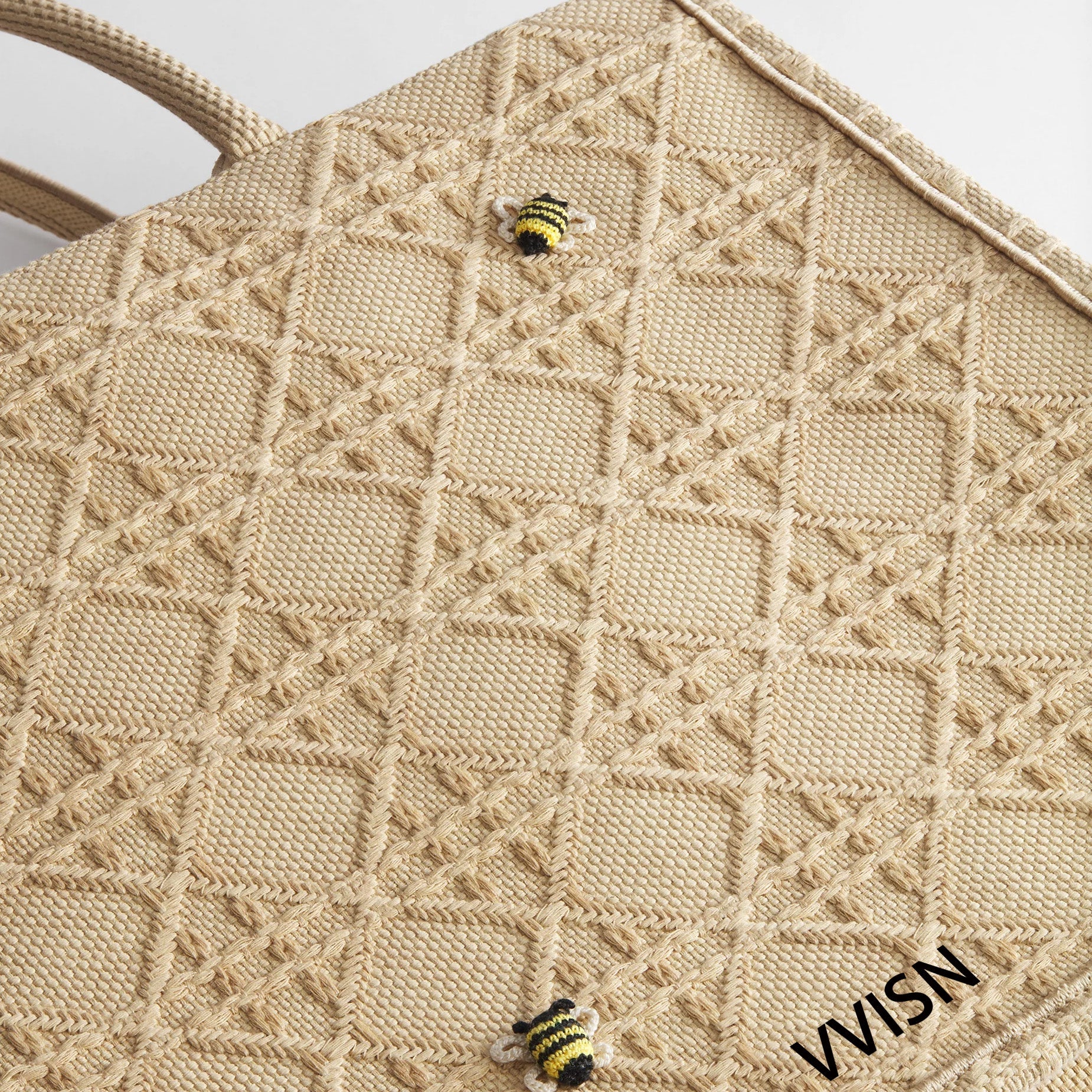 VVISN Raffia - Effect Cannage Book Tote - VVISN