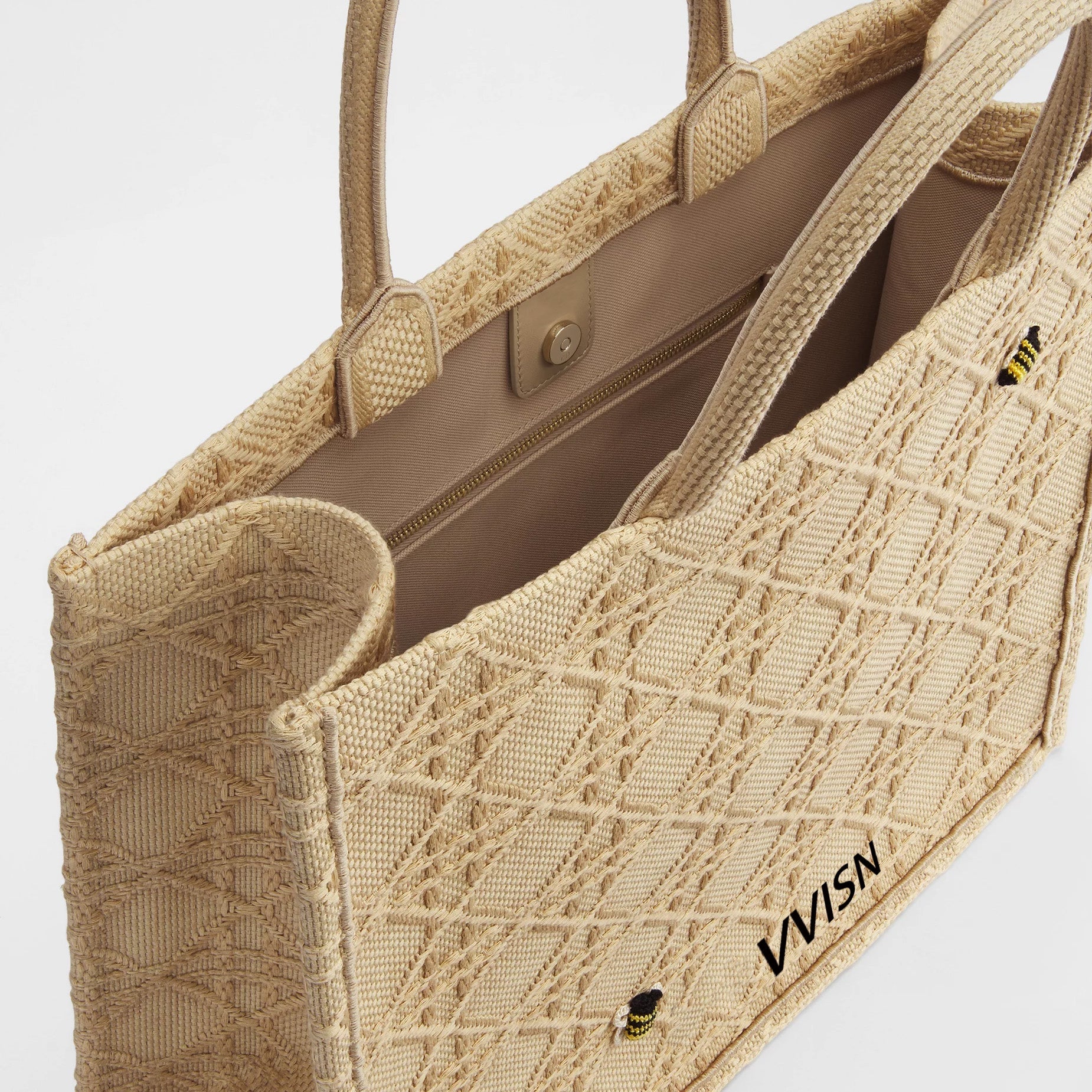 VVISN Raffia - Effect Cannage Book Tote - VVISN