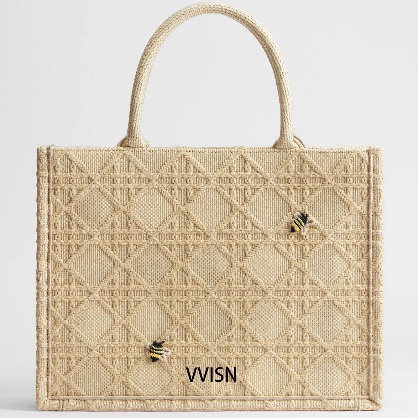 VVISN Raffia - Effect Cannage Book Tote - VVISN