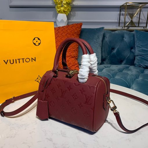 Louis Vuitto Monogram Empreinte Speedy Bandouliere 20 M42394 Burgundy - Image 2