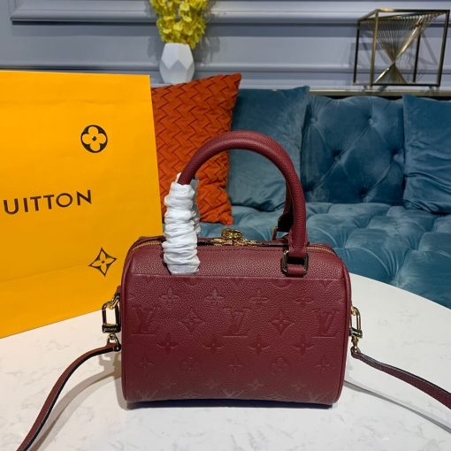Louis Vuitto Monogram Empreinte Speedy Bandouliere 20 M42394 Burgundy - Image 3