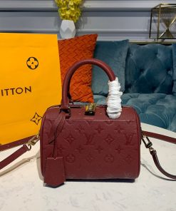 Louis Vuitto Monogram Empreinte Speedy Bandouliere 20 M42394 Burgundy