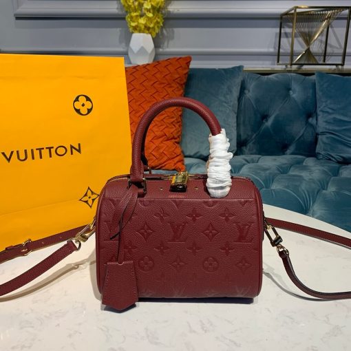 Louis Vuitto Monogram Empreinte Speedy Bandouliere 20 M42394 Burgundy