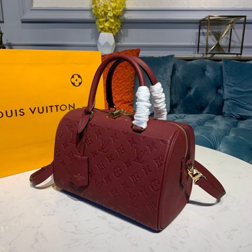 Louis Vuitto Monogram Empreinte Speedy Bandouliere 25 M42401 Burgundy - Image 2
