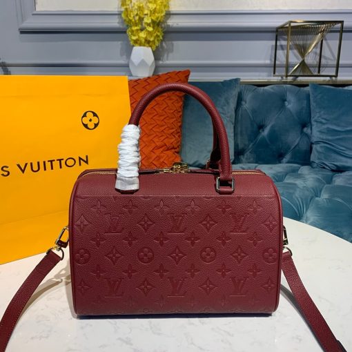 Louis Vuitto Monogram Empreinte Speedy Bandouliere 25 M42401 Burgundy - Image 3