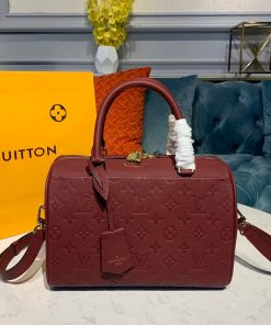 Louis Vuitto Monogram Empreinte Speedy Bandouliere 25 M42401 Burgundy