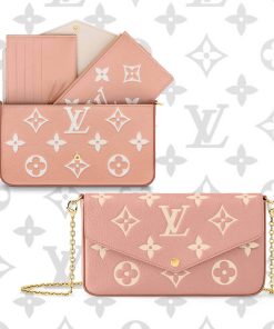 Louis Vuitton Bicolor Monogram Empreinte Leather Felicie Pochette M81759 Pink
