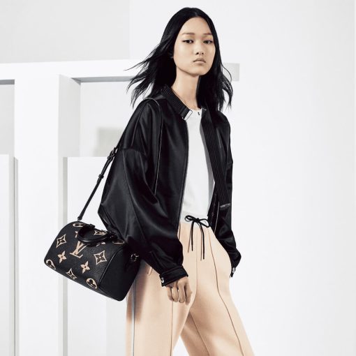 Louis Vuitton Bicolor Monogram Empreinte Speedy Bandouliere 25 M58947 Black/Beige - Image 2