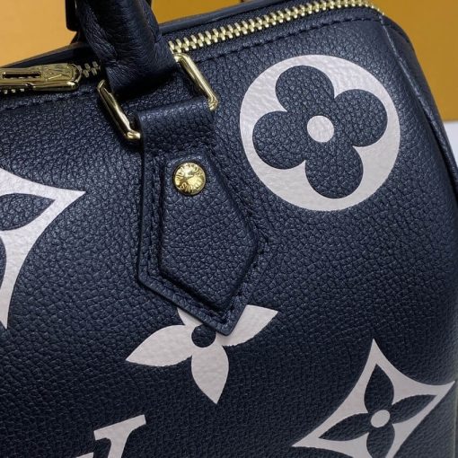 Louis Vuitton Bicolor Monogram Empreinte Speedy Bandouliere 25 M58947 Black/Beige - Image 11
