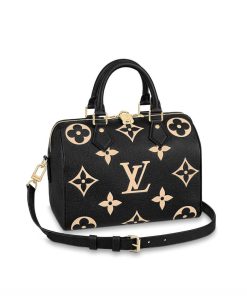 Louis Vuitton Bicolor Monogram Empreinte Speedy Bandouliere 25 M58947 Black/Beige