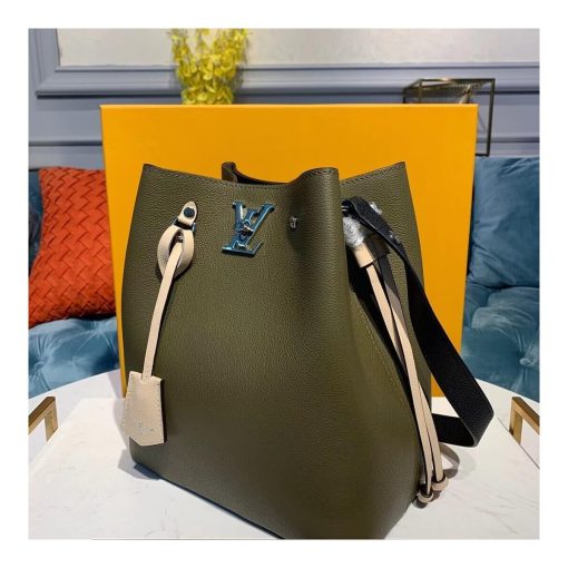 Louis Vuitton Calfskin Leather Lockme Bucket M55439 Dark Green - Image 3