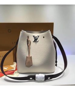 Louis Vuitton Calfskin Leather Lockme Bucket M55439 Beige