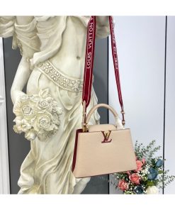 Louis Vuitton Capucines BB M59061 Eggshell/Lie de Vin Red
